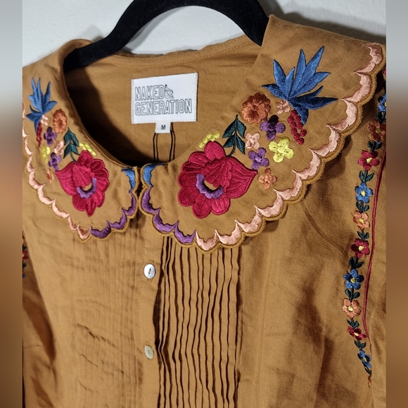 Naked Generation The Harriet Embroidered Blouse Size Medium - Picture 10 of 10